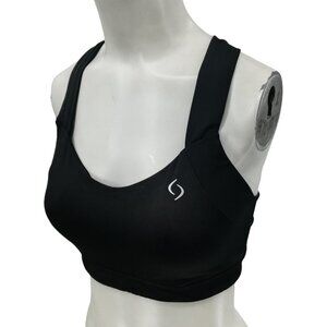 Moving Comfort Uplift Cross Back Sport Bra Size L 36CD-38C Black Adjustable